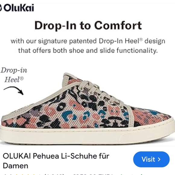 OluKai Women's Low-Top Sneakers - Tan, Blue, Black Leopard Print - Picture 3 of 7